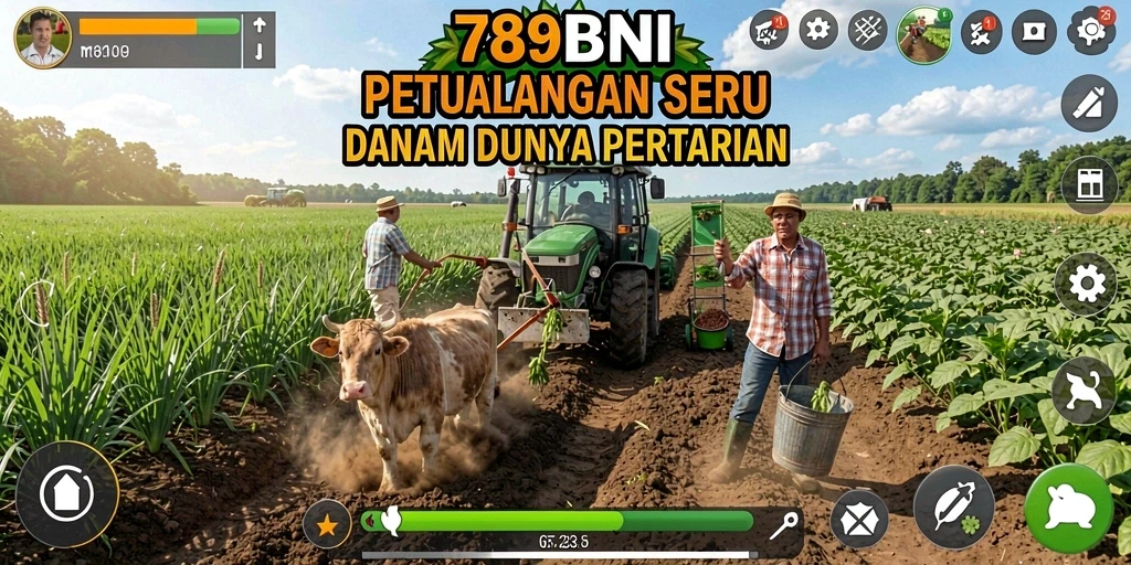 Tangkapan layar gameplay 789BNI menampilkan aktivitas bertani yang menarik.