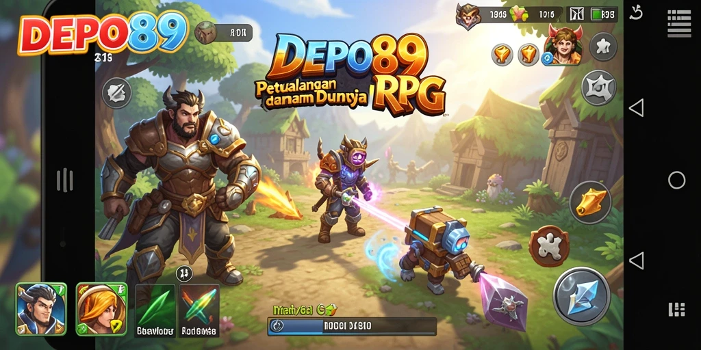 Screenshot DEPO89 yang menampilkan serunya bertarung melawan monster di dunia RPG.