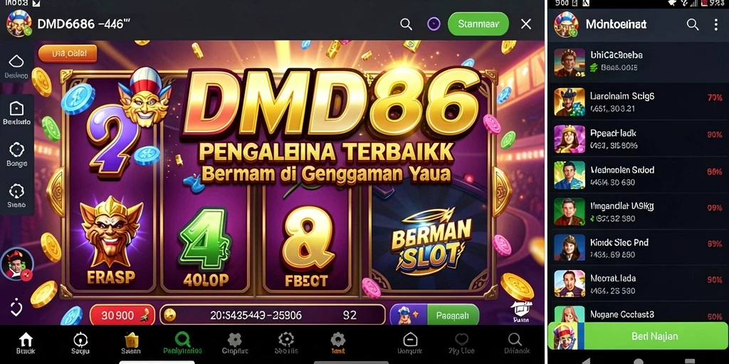 Tampilan gameplay DMD686 dengan berbagai tema slot yang menarik.