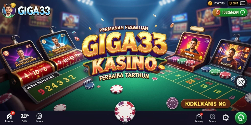 Tangkapan layar gameplay GIGA33 menampilkan suasana kasino yang menakjubkan.