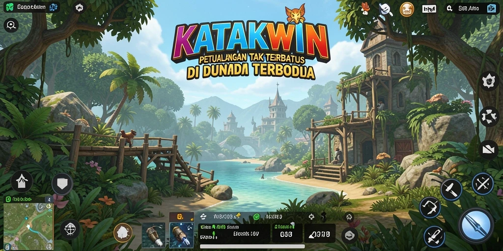 Screenshot gameplay KATAKWIN menampilkan dunia terbuka yang luas dan dinamis.