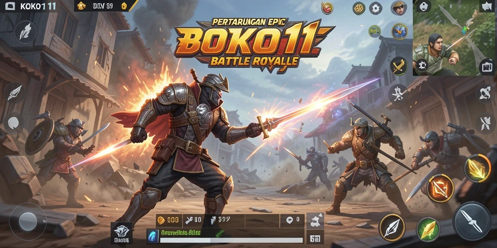 Screenshot KOKO11 menampilkan aksi pertarungan di medan tempur Battle Royale.