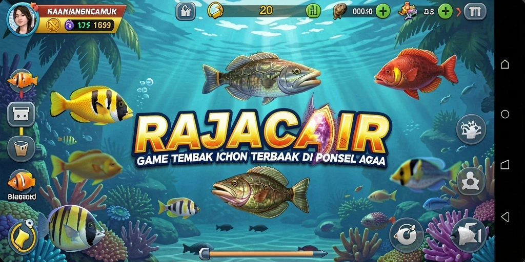 Gameplay seru Tembak Ikan di RAJACAIR dengan berbagai jenis ikan.