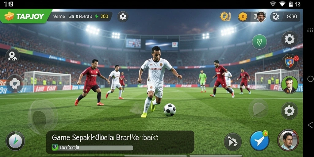 Screenshot TAPJOY menampilkan aksi seru di lapangan sepak bola.