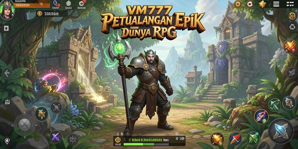 Tangkapan layar utama VM777 yang menunjukkan aksi RPG yang intens.
